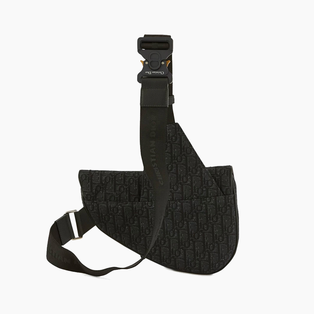 Dior Saddle Bag Oblique Jacquard Black for Men