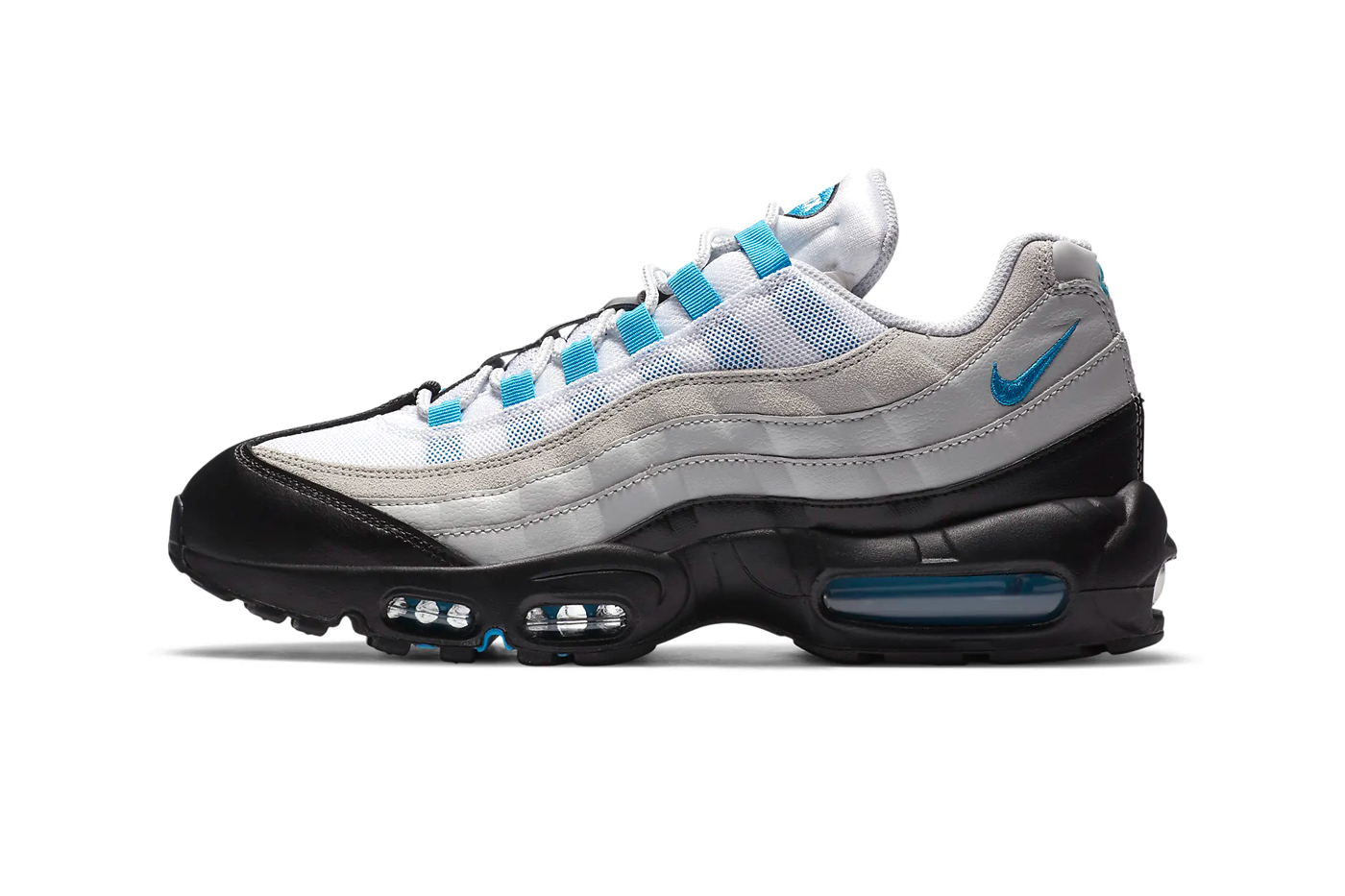 Nike Air Max 95 "Laser Blue" Gray Fog White Black CZ8684 001 menswear streetwear spring summer 2020 collection ss20 footwear shoes sneakers kicks trainers runners