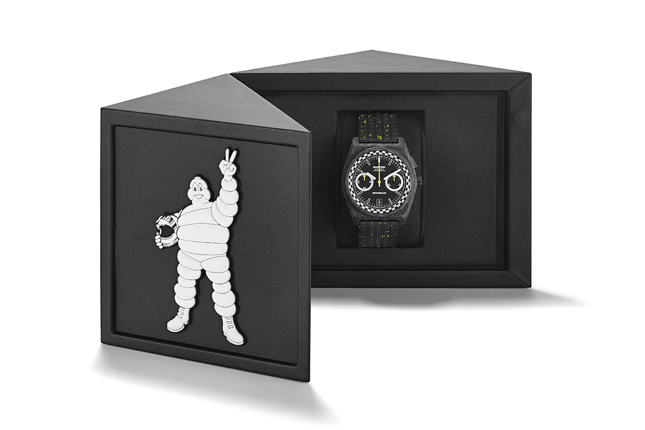 Chronograph Earns Racing Pedigree With Chequered Flag Tachymeter And Michelin Man Presentation Box
