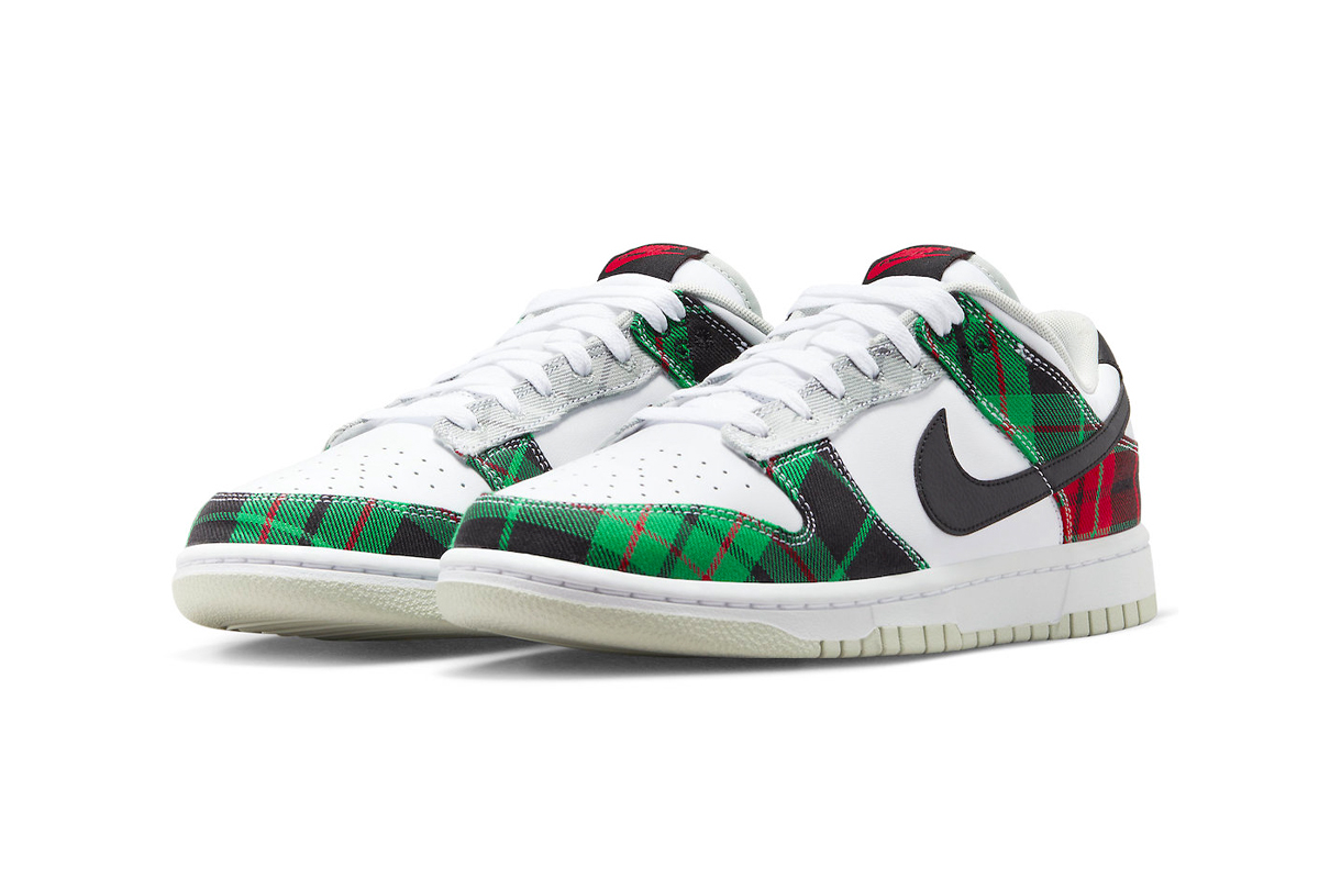 Nike Dunk Low Pays Tribute to the Tartan scottish scotland punk rock green red holiday christmas DV0827-100