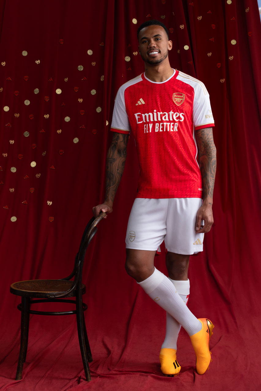Arsenal adidas 2023/24 Home Jersey Football Soccer Premier League Sports Gabriel Jesus Martinelli Three Stripe 