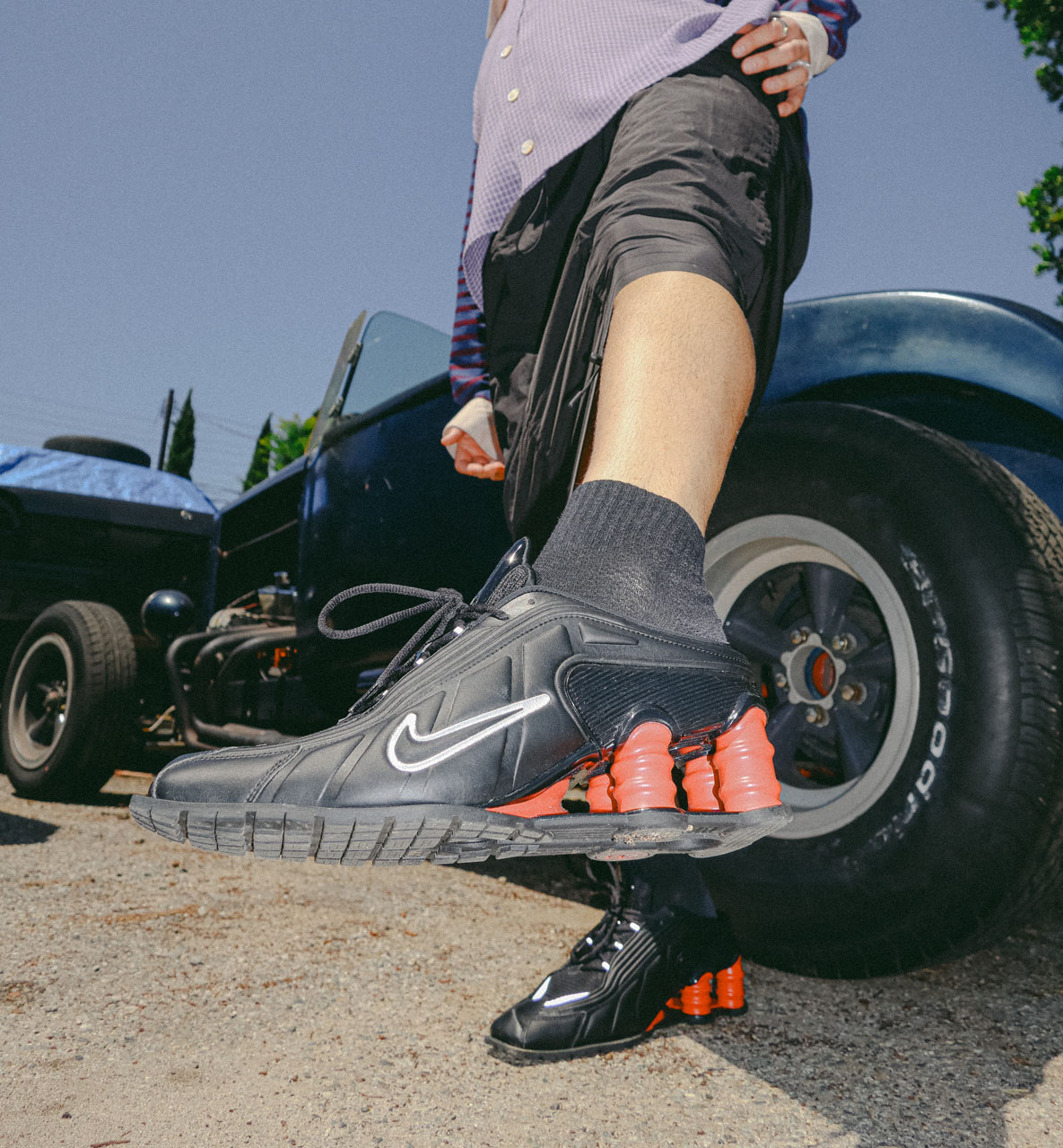 Chris Klemens and the Martine Rose x Nike Shox MR4 “Black Comet Red” for Hypebeast’s Sole Mates