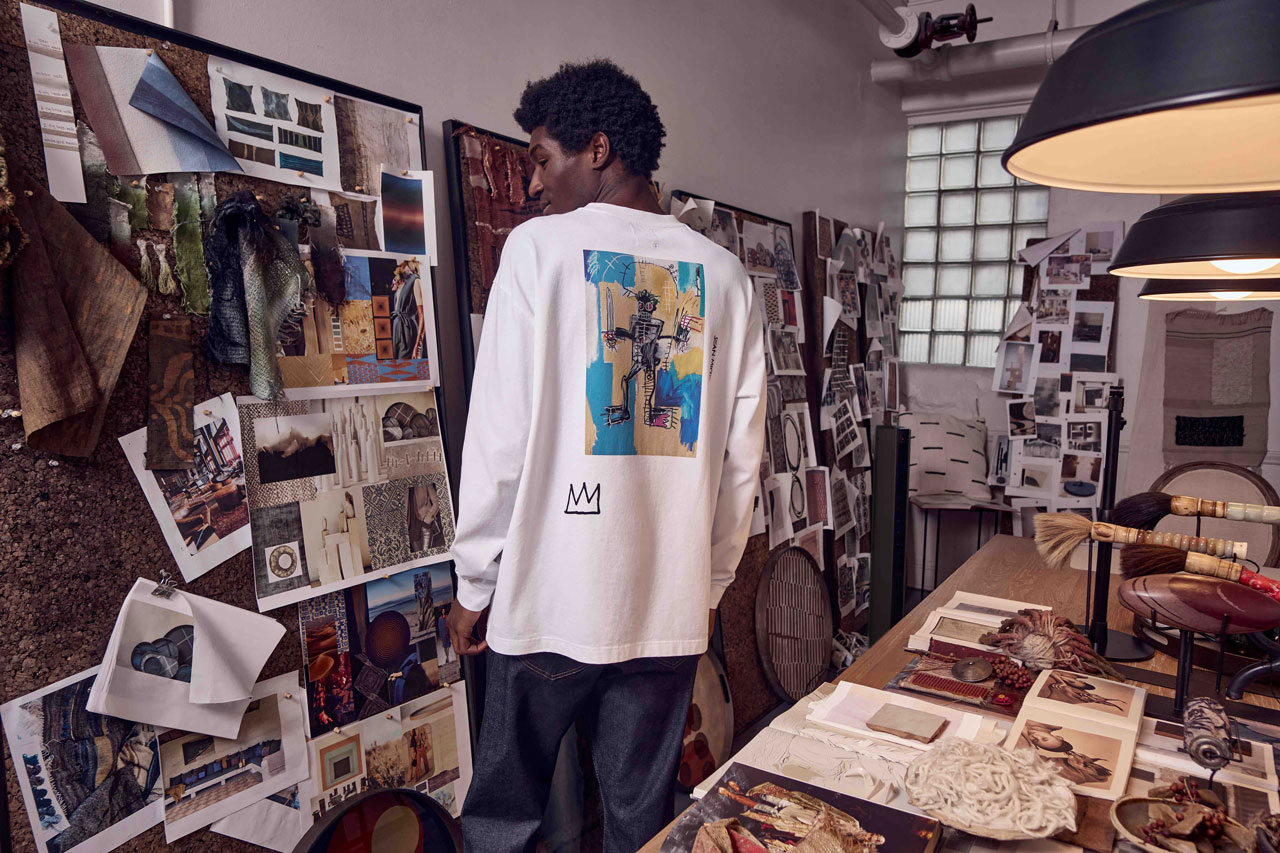 Lee Dips Signature Denim Silhouettes in Basquiat's Artwork collab release link jean price drop jean michel